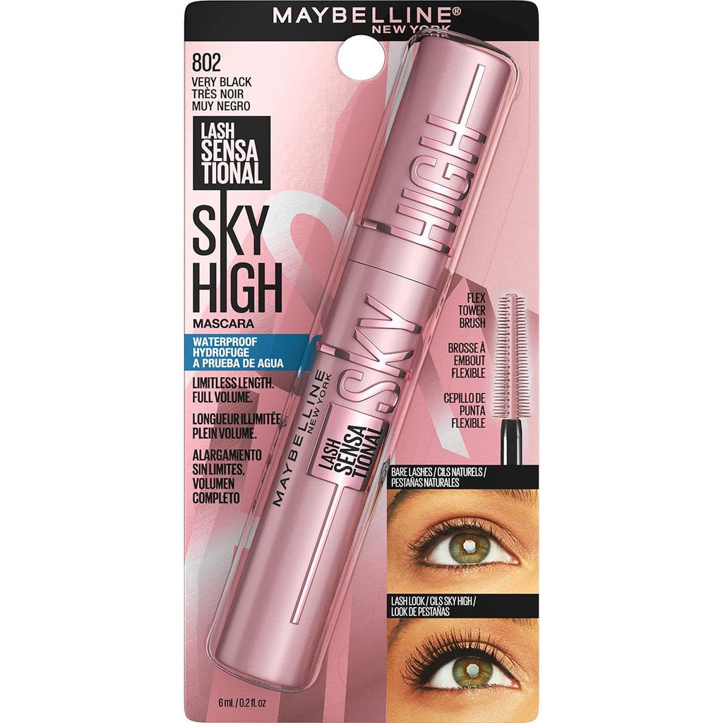 Maybelline Lash Sensational Sky High Washable Mascara Makeup, Volumizing, Lengthening, Defining, Curling, Multiplying, Buildable Formula, Blackest Black, 1 Count