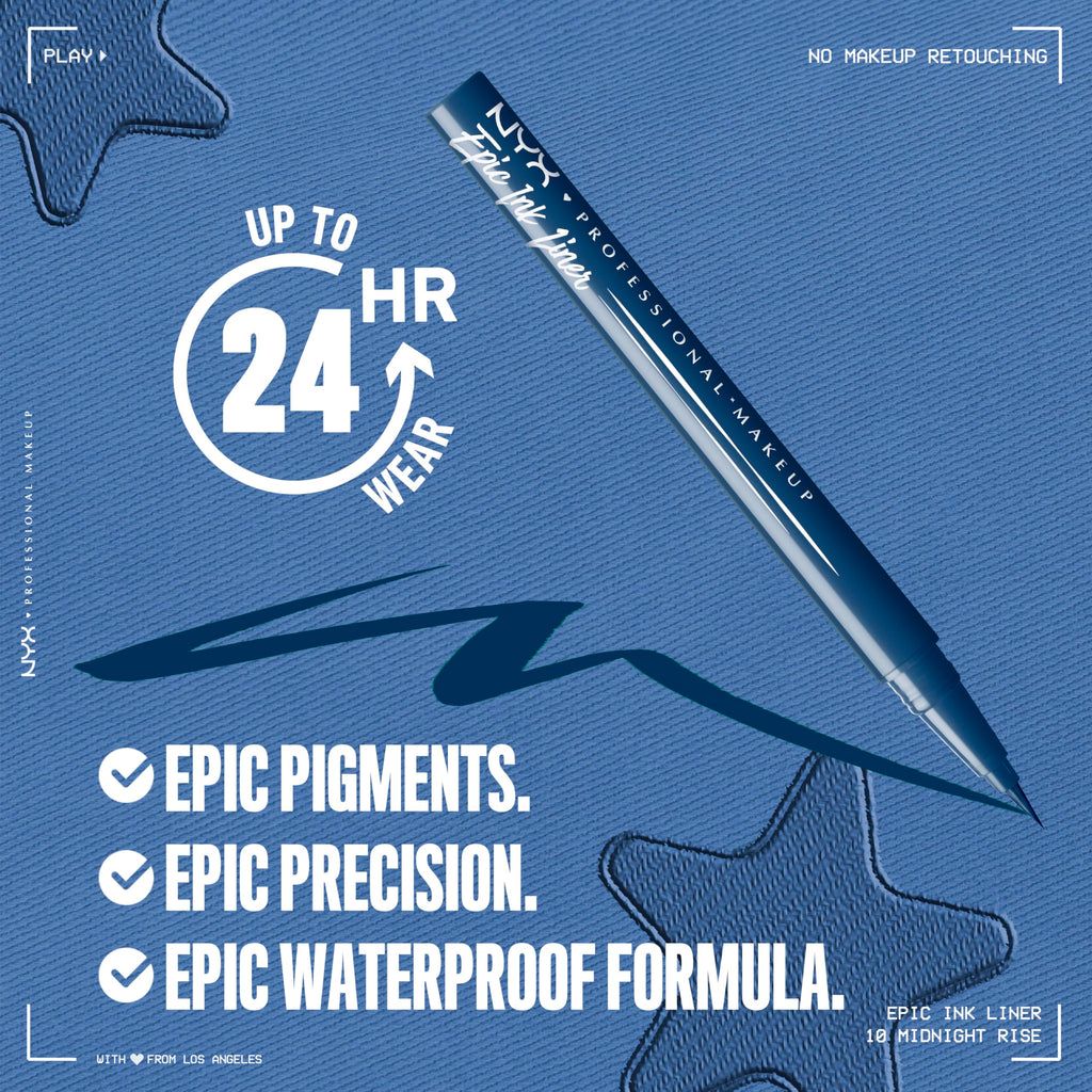 NYX PROFESSIONAL MAKEUP Epic Ink Liner, Waterproof Liquid Eyeliner - Black, Vegan Formula