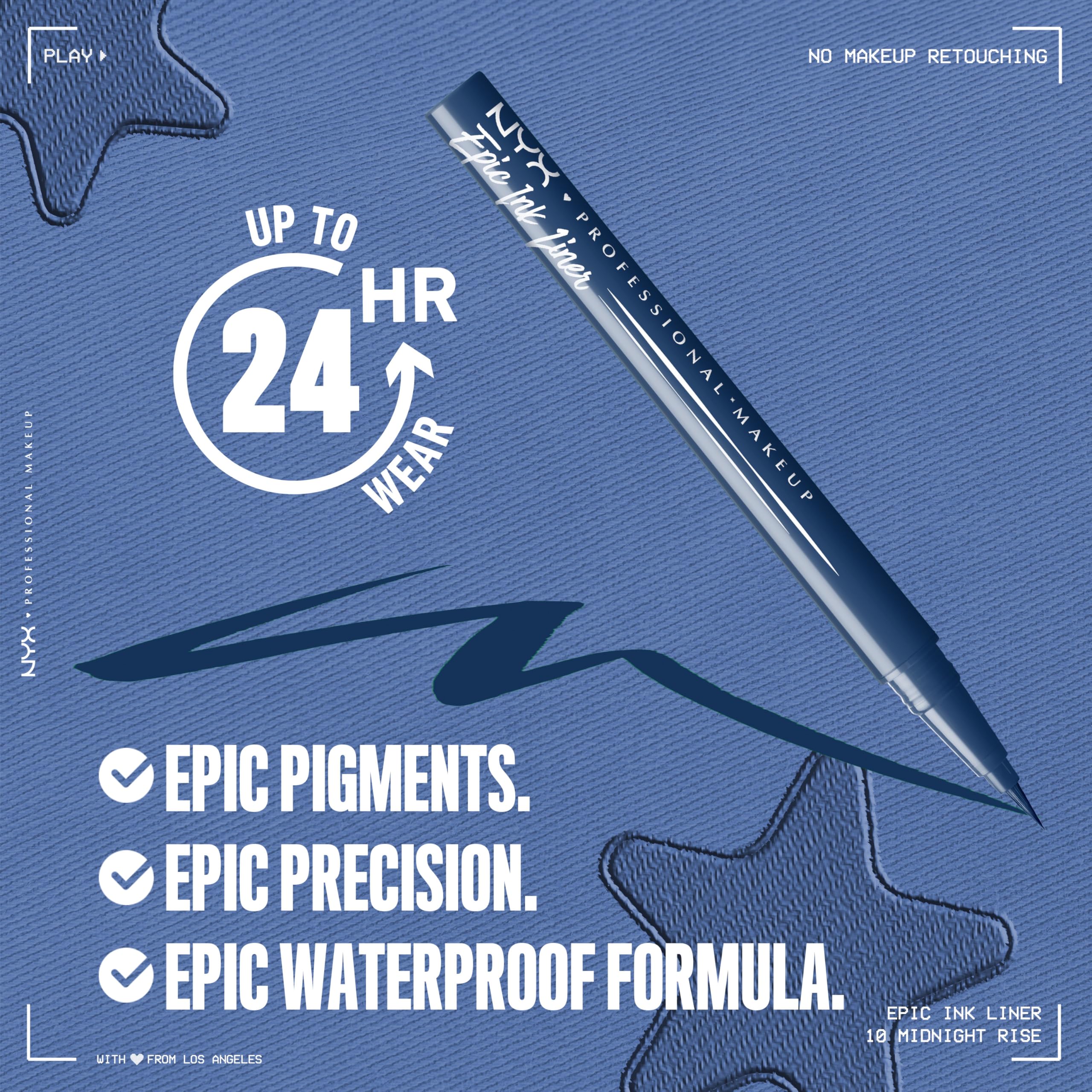 NYX PROFESSIONAL MAKEUP Epic Ink Liner, Waterproof Liquid Eyeliner - Black, Vegan Formula